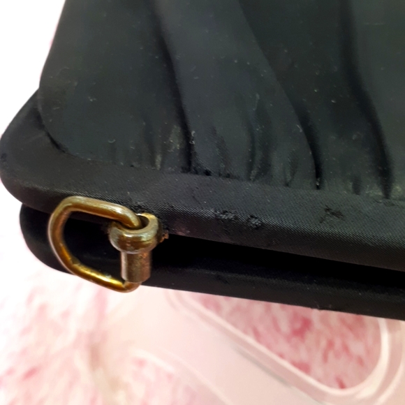 Vintage Black Satin Evening Clutch - Picture 5 of 5